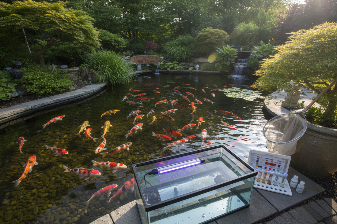 Crystal Creek Koi Farm bio-security protocols protecting healthy koi fish before shipping