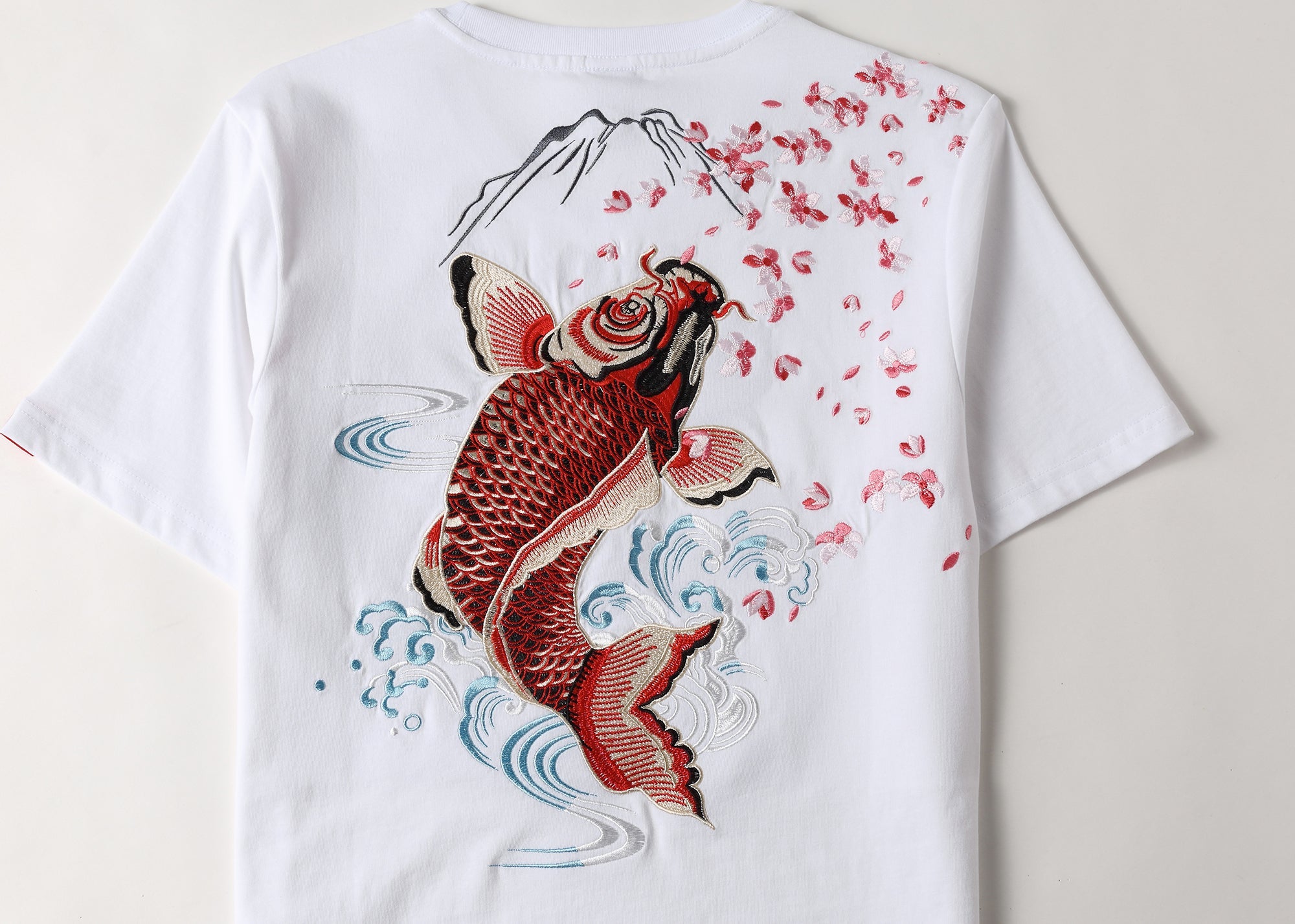 Red Koi Fish Embroidered Tee