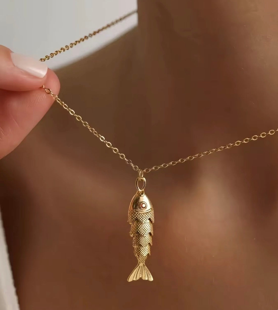 Gold Articulated Koi Fish Pendant Necklace – Stainless Steel