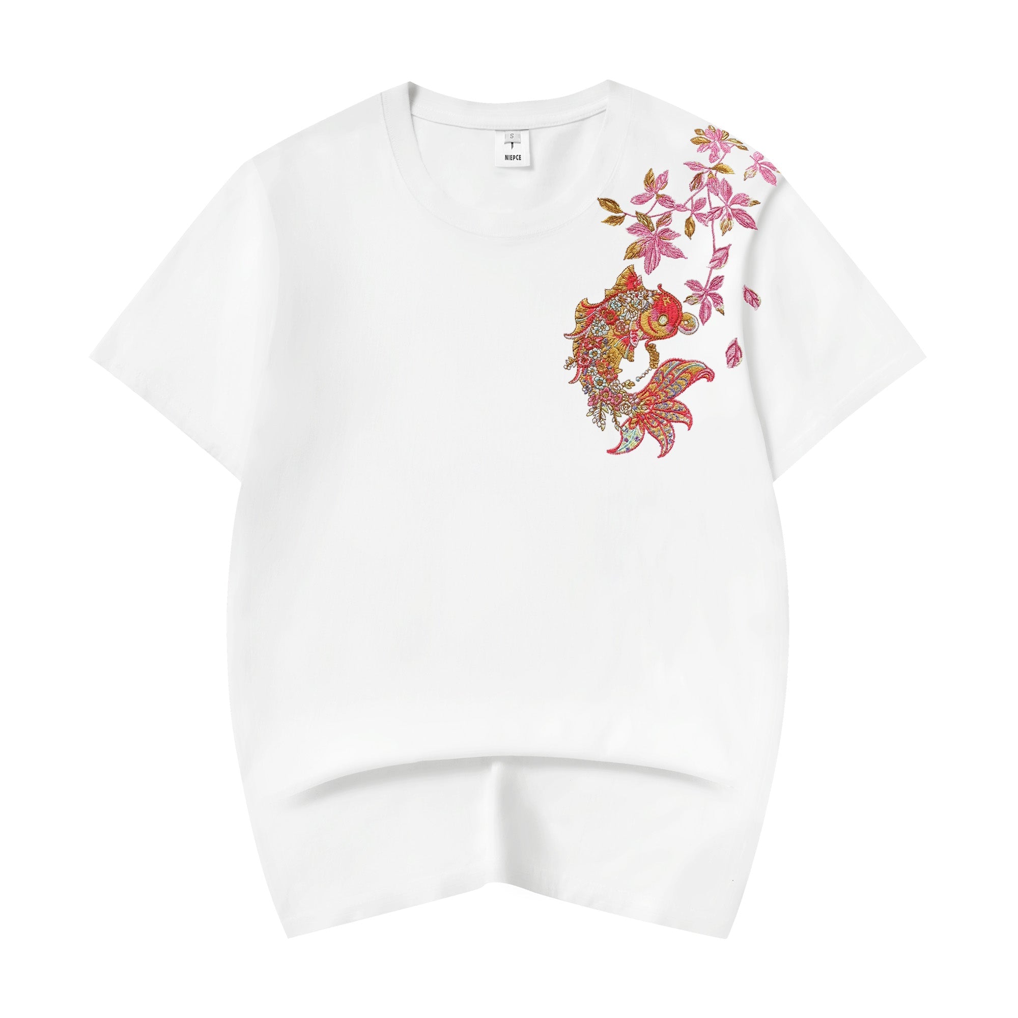 Gold Coin Koi Embroidered Tee