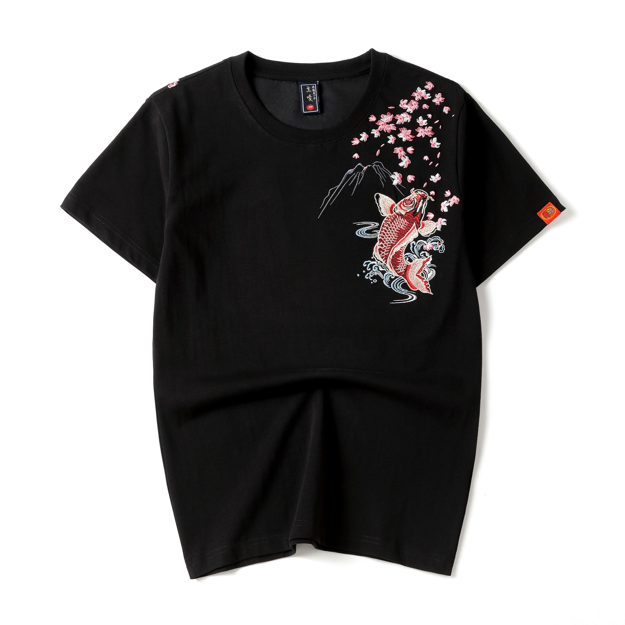 Red Koi Fish Embroidered Tee