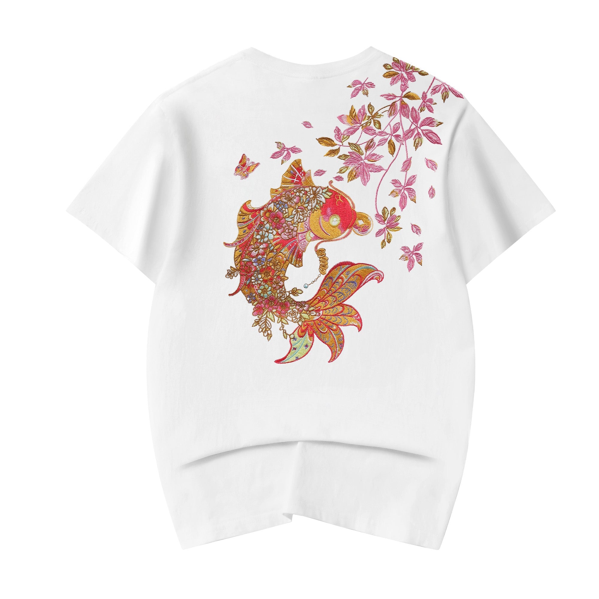Gold Coin Koi Embroidered Tee