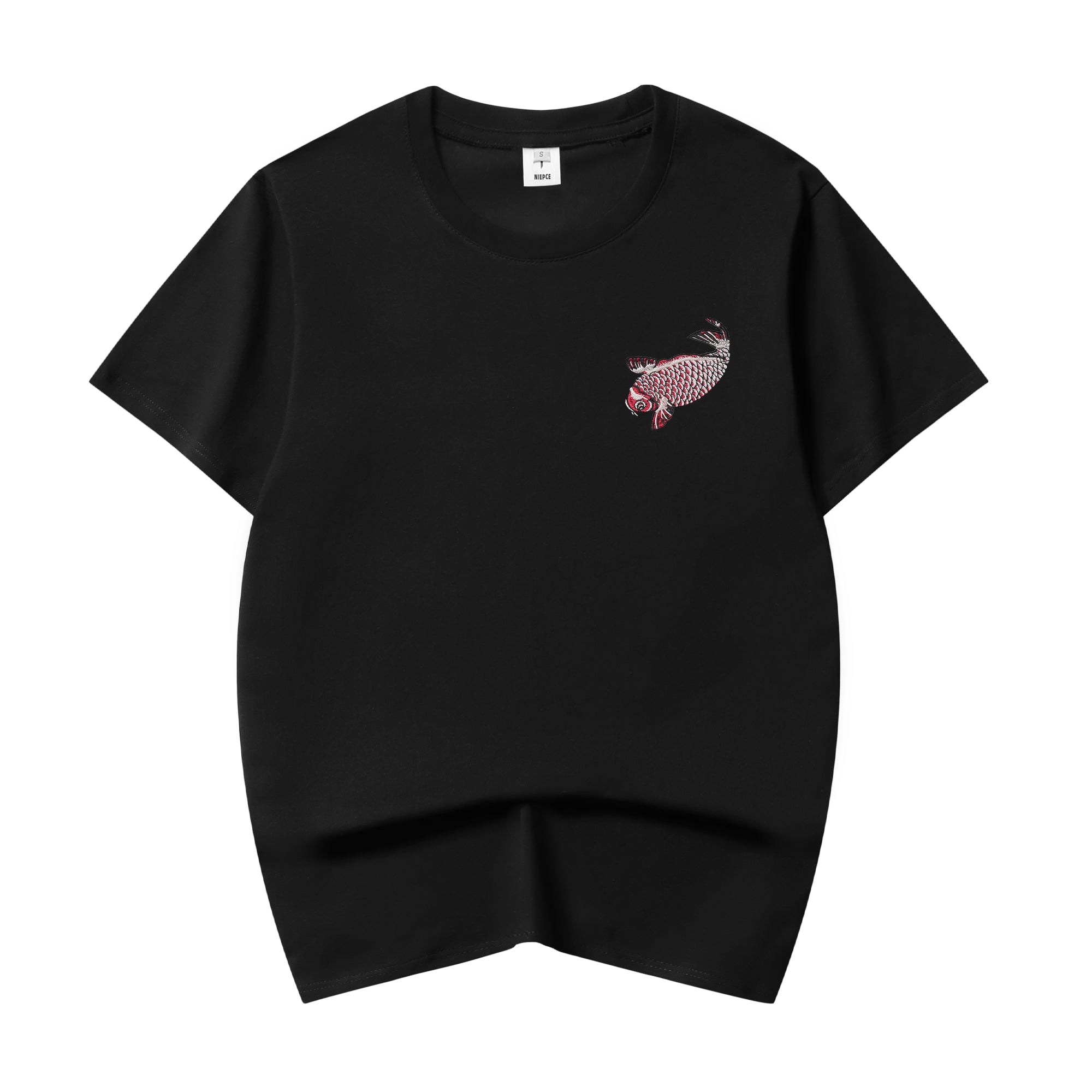 Red Koi Wave Rider Embroidered Tee
