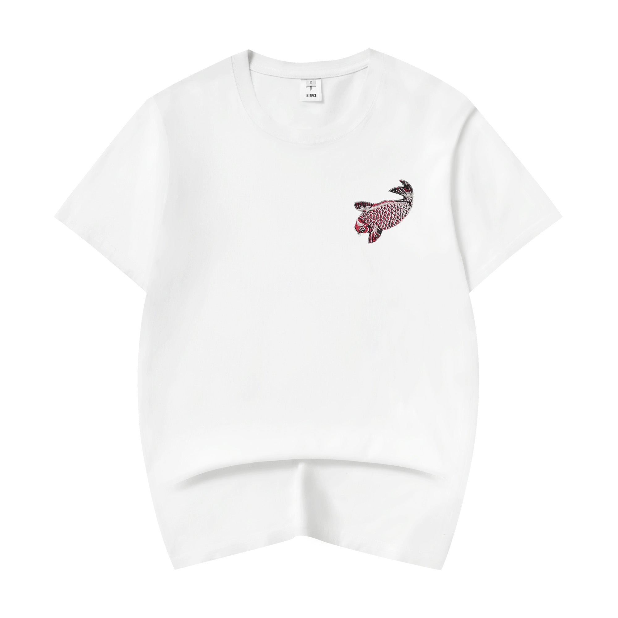 Red Koi Wave Rider Embroidered Tee