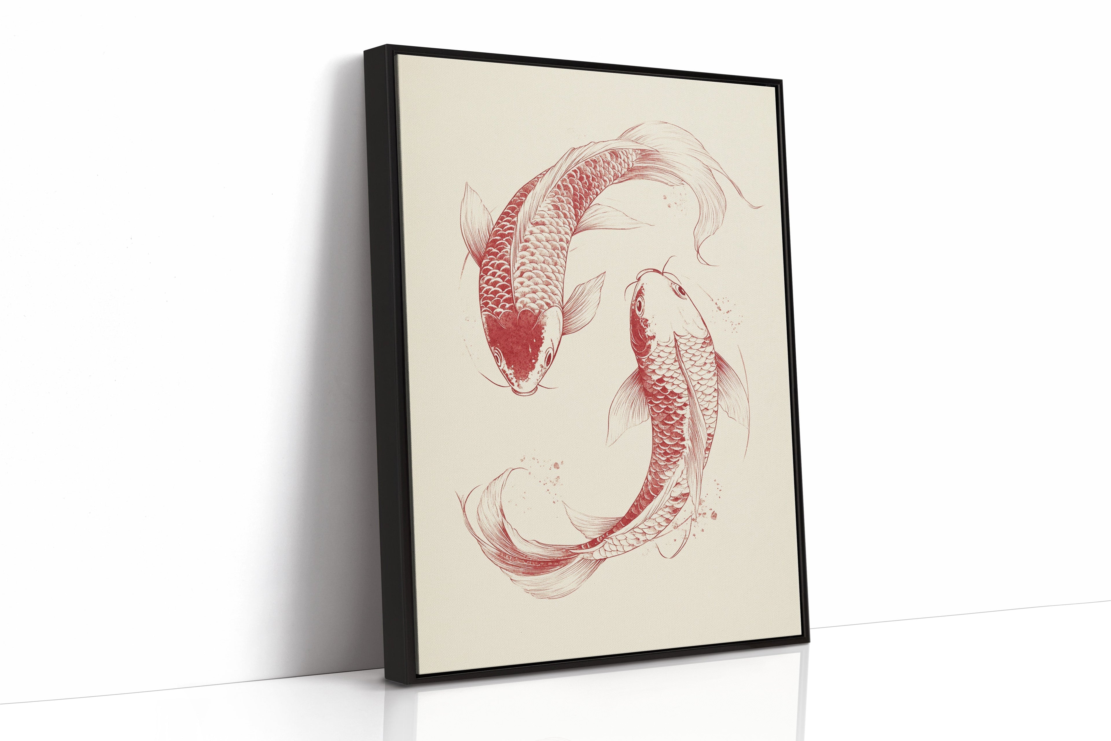 Yin-Yang Koi Fish – Minimalist Japanese Ink Wall Art