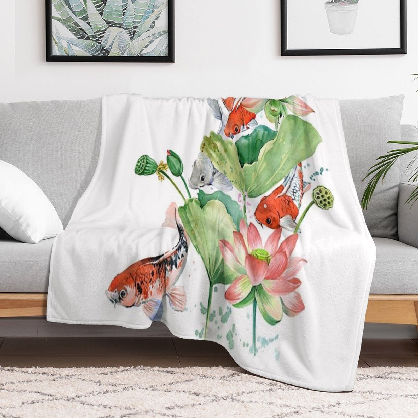 Koi Carp Fish Throw Blanket