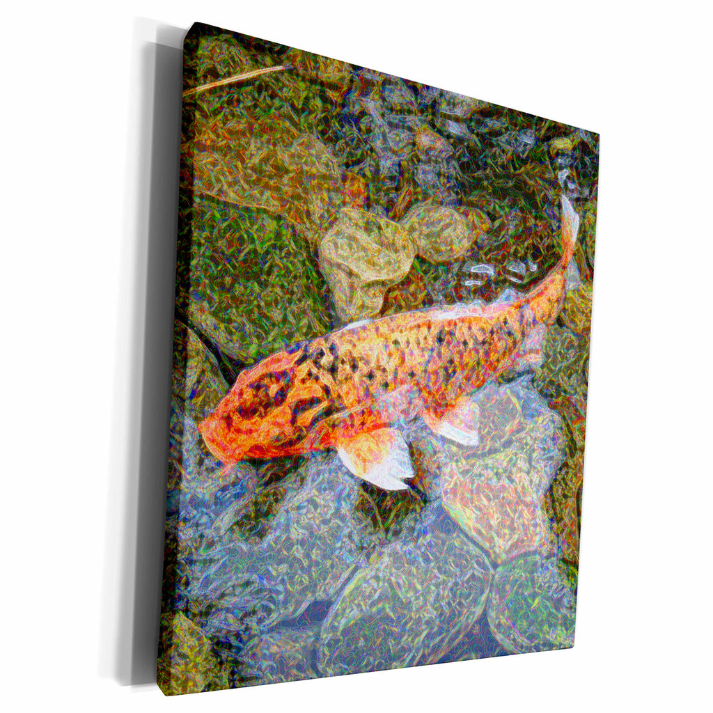 3dRose orange koi fish sparkle painting - Museum Grade Canvas Wrap (cw_185172)