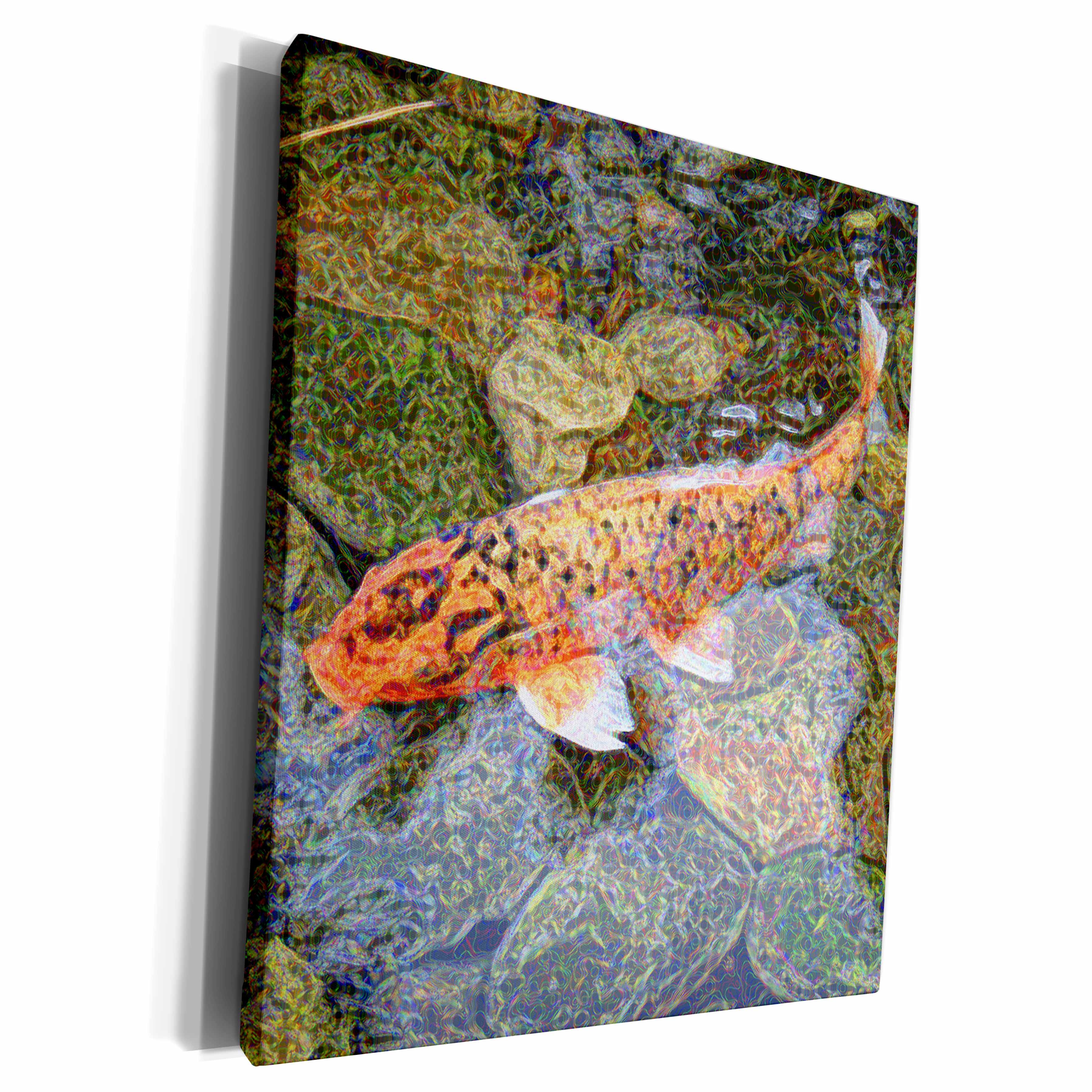 3dRose orange koi fish sparkle painting - Museum Grade Canvas Wrap (cw_185172)