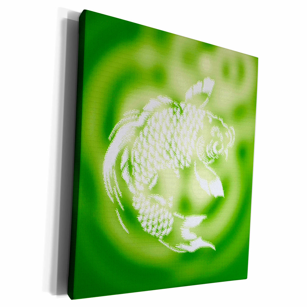 3dRose Pretty Koi Carp Fish over water ripples in Sage Green - Museum Grade Canvas Wrap (cw_219260)