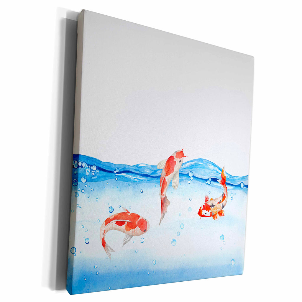 3dRose Koi fish fishes animal Asia Asian water illustration... - Museum Grade Canvas Wrap (cw_252342)