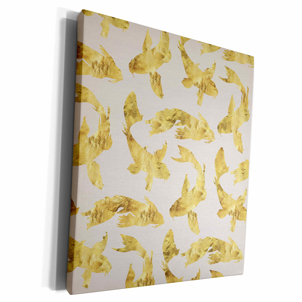3dRose Chic Digital Gold Koi Fish Pattern - Museum Grade Canvas Wrap (cw_267535)