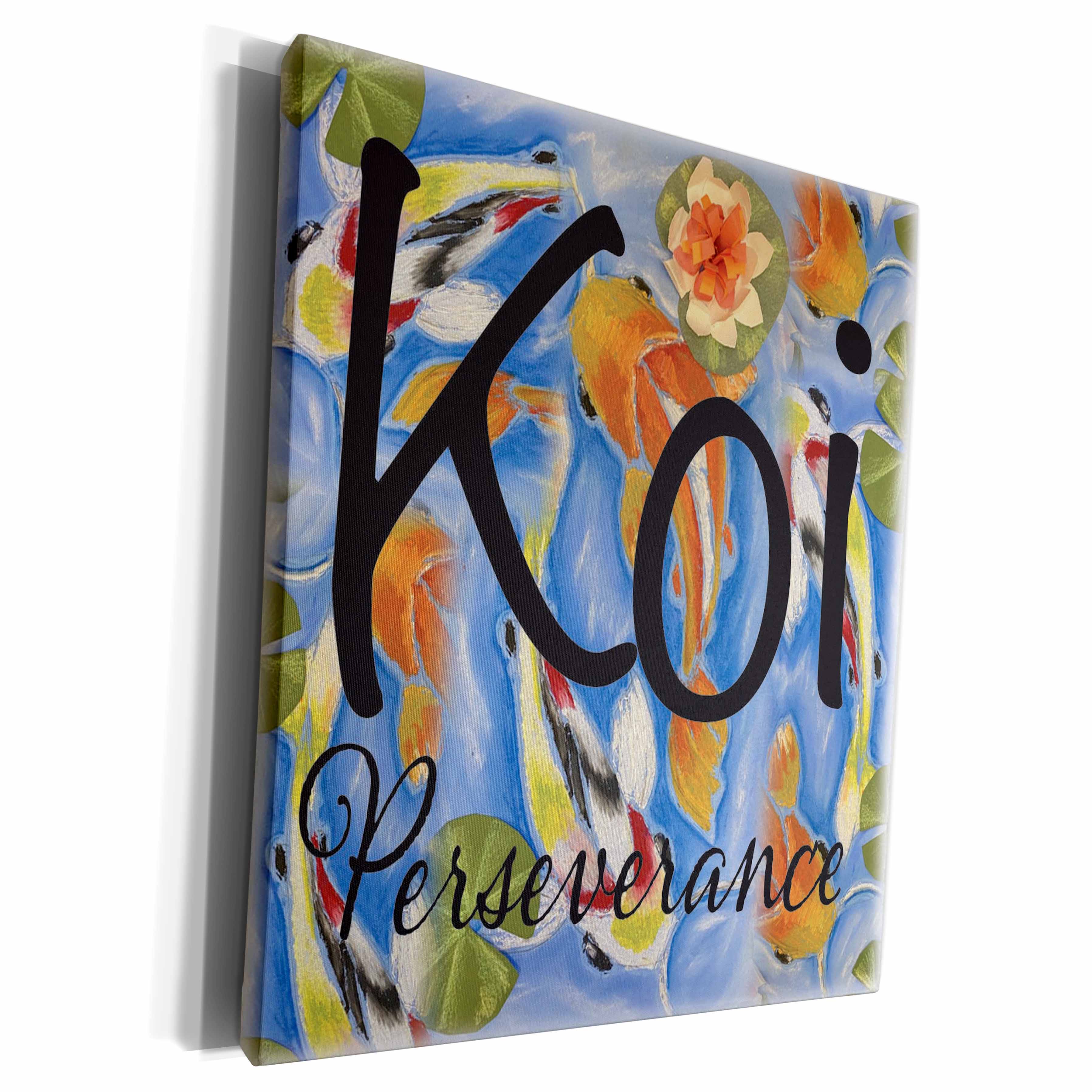 3dRose Koi Fish Perseverance Pastel Tile Design - Museum Grade Canvas Wrap (cw_348131)