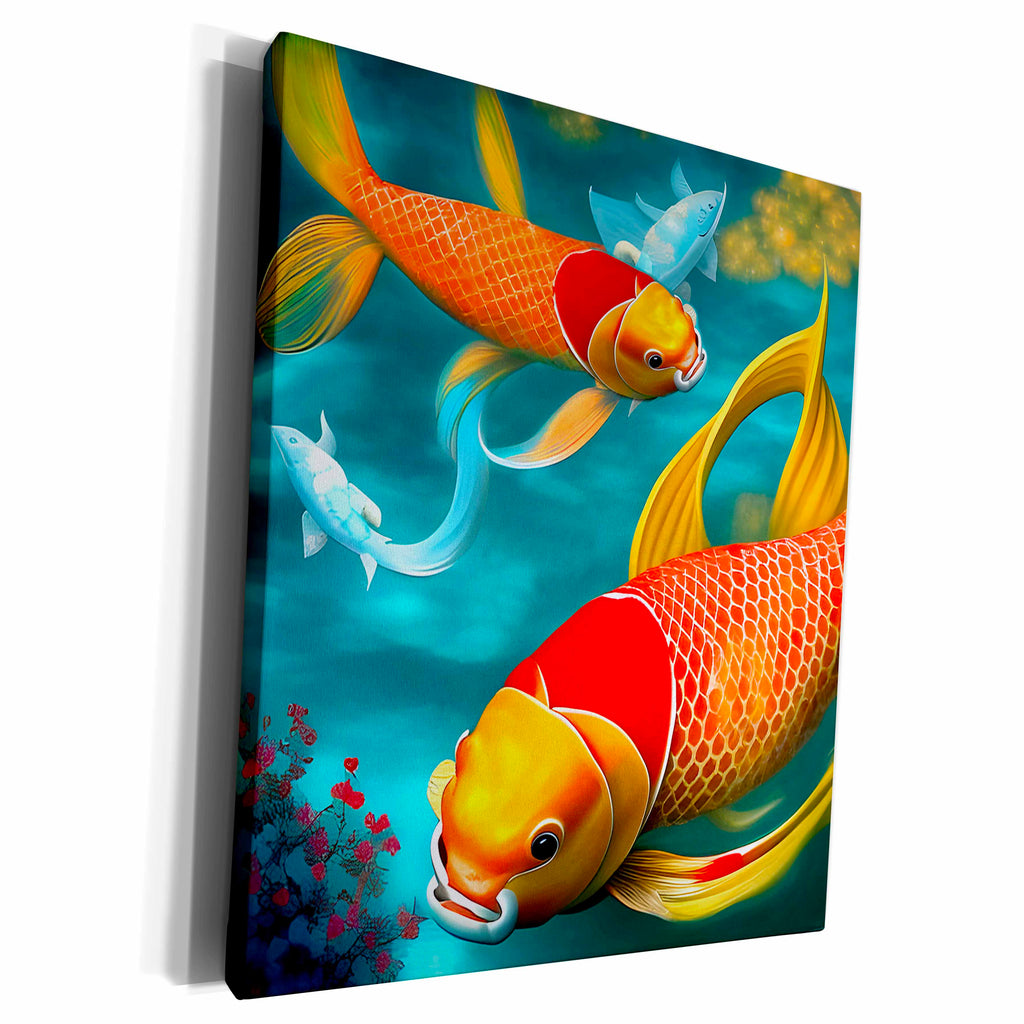 3dRose Two beautiful koi fish representing Pisces - Museum Grade Canvas Wrap (cw-382002)