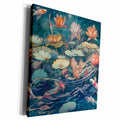 3dRose Pretty Lotus Flowers and Koi Fish Background - Museum Grade Canvas Wrap (cw-384186)
