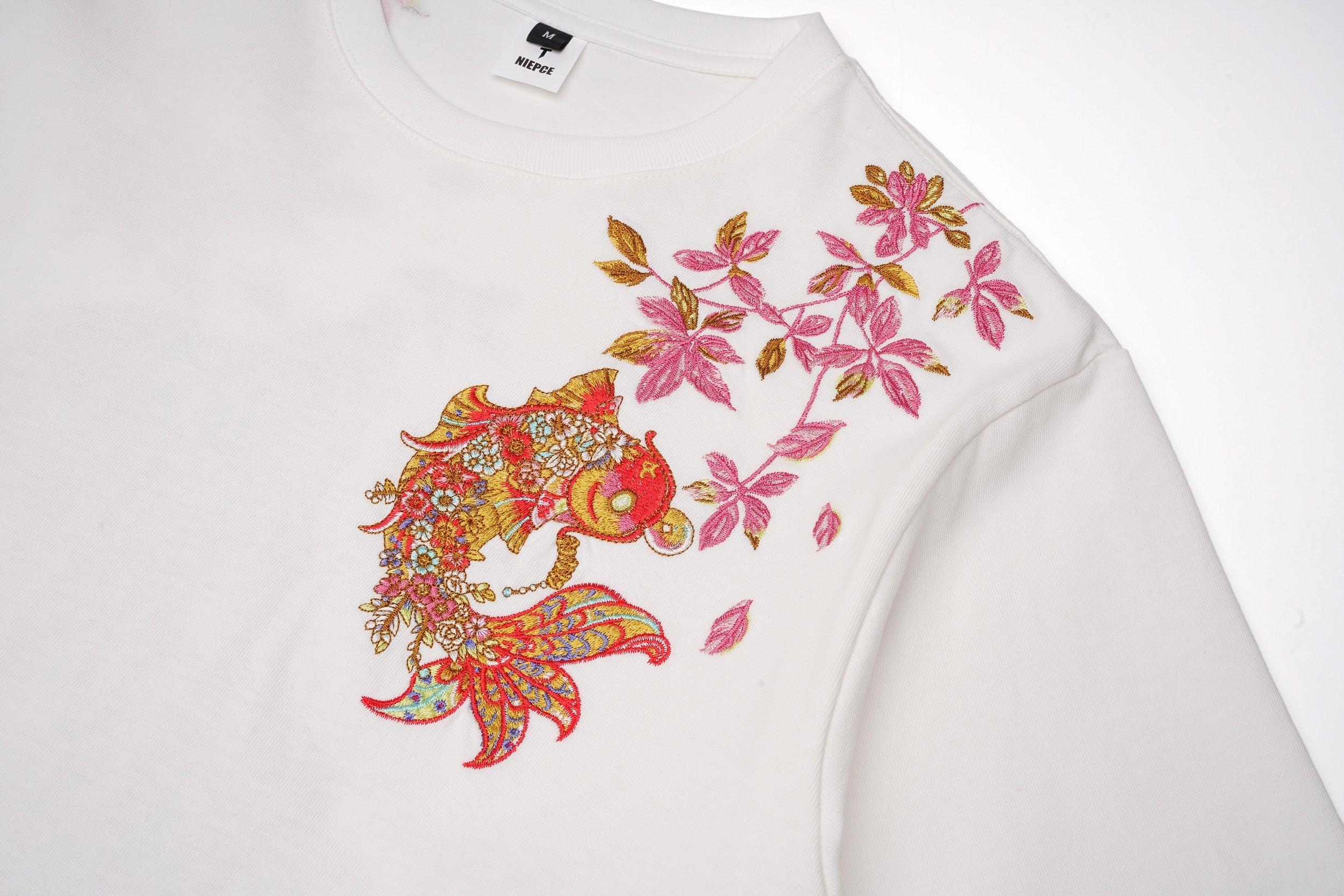 Gold Coin Koi Embroidered Tee
