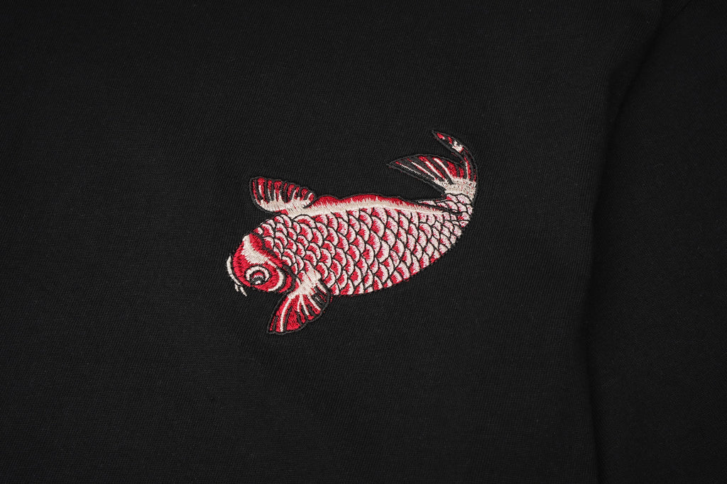 Red Koi Wave Rider Embroidered Tee