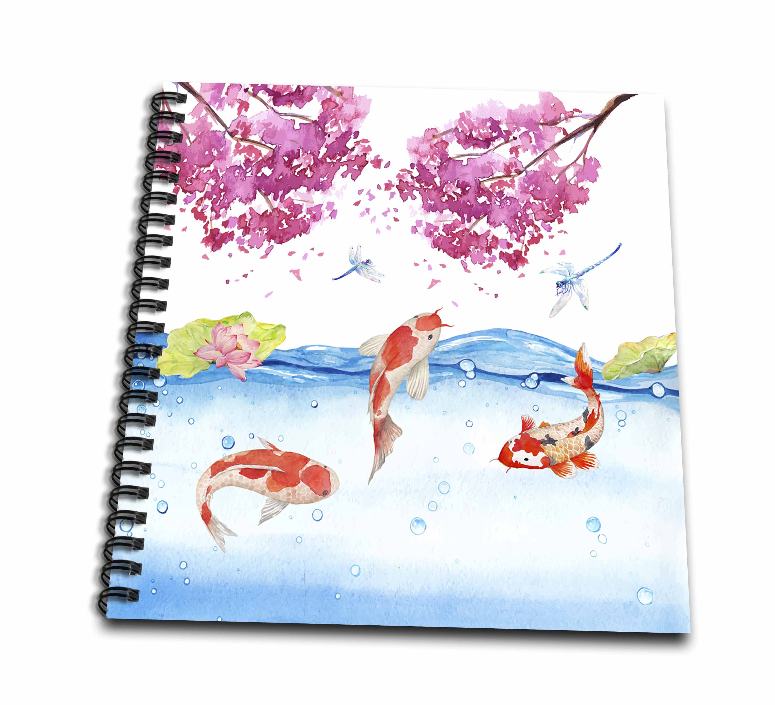 3dRose Koi Fishes Asia Asian Water Cherry Blossom Sakurah Illustration Drawing Book-Parent