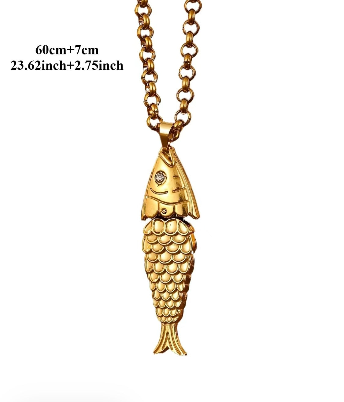 Gold Articulated Koi Fish Pendant Necklace – Stainless Steel