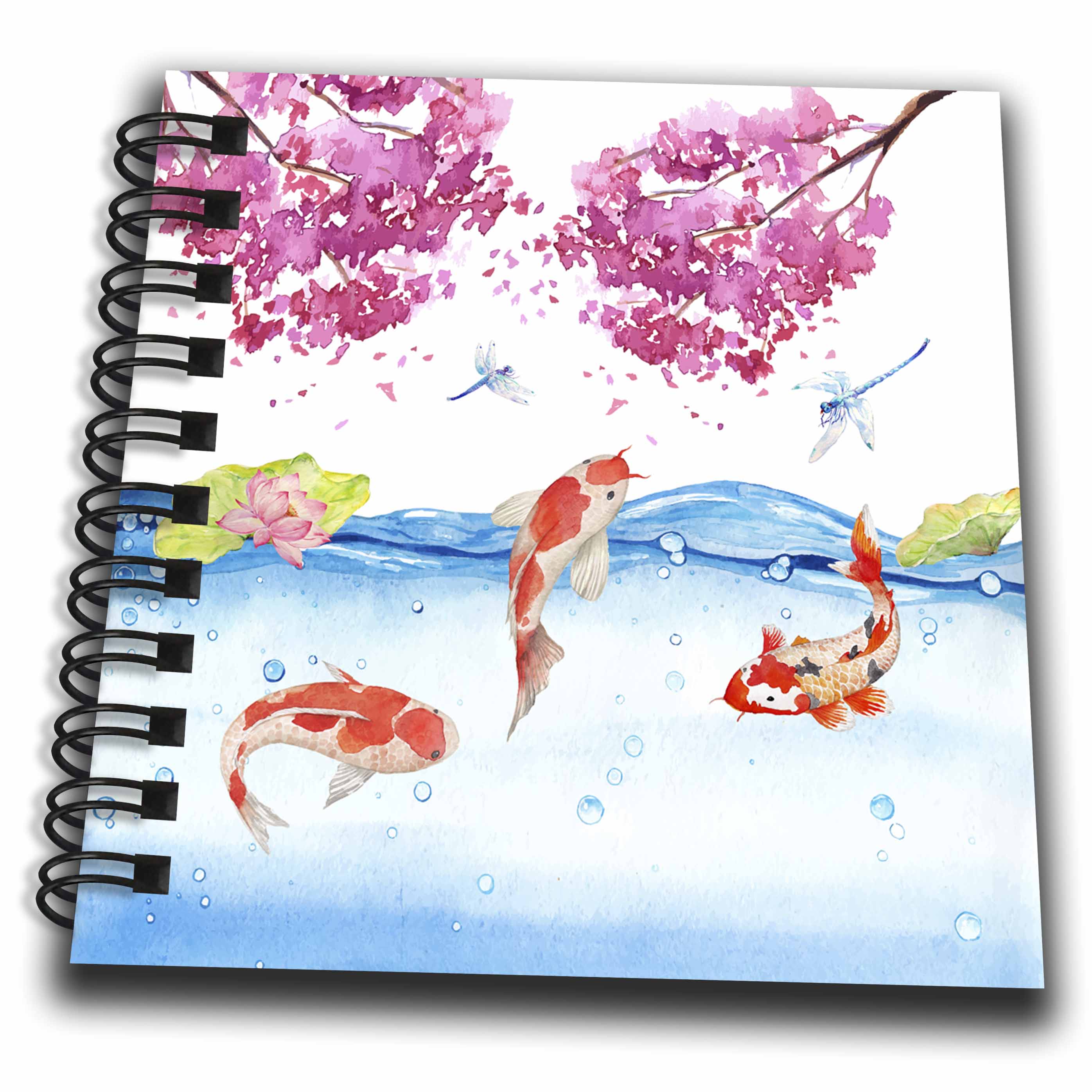 3dRose Koi Fishes Asia Asian Water Cherry Blossom Sakurah Illustration Drawing Book-Parent