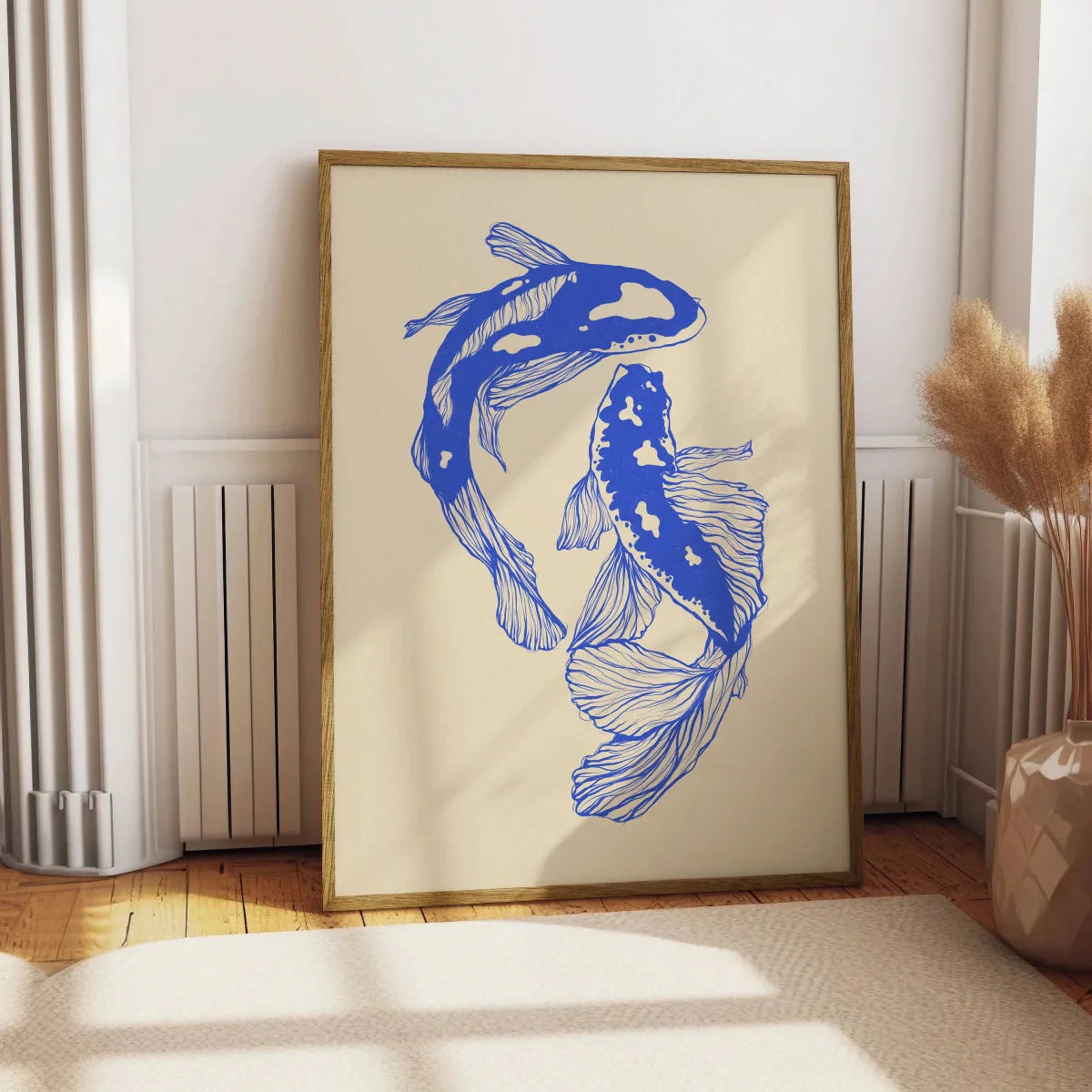 Japanese Red Koi Fish Canvas Wall Art Minimalist Poster