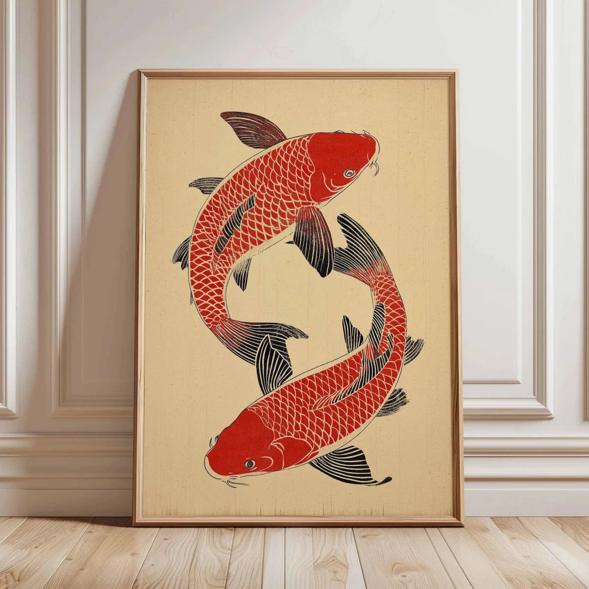 Japanese Red Koi Fish Canvas Wall Art Minimalist Poster