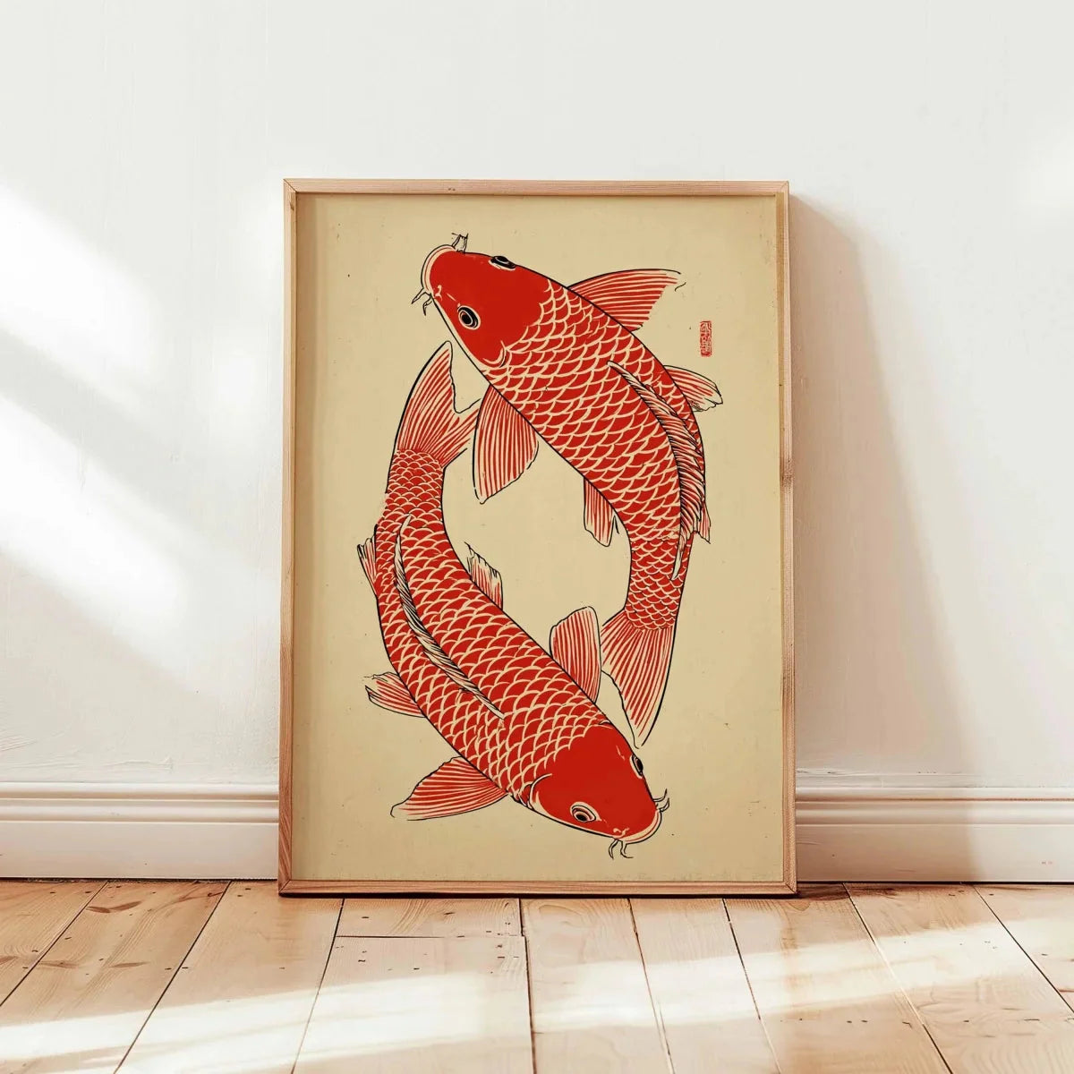 Japanese Red Koi Fish Canvas Wall Art Minimalist Poster