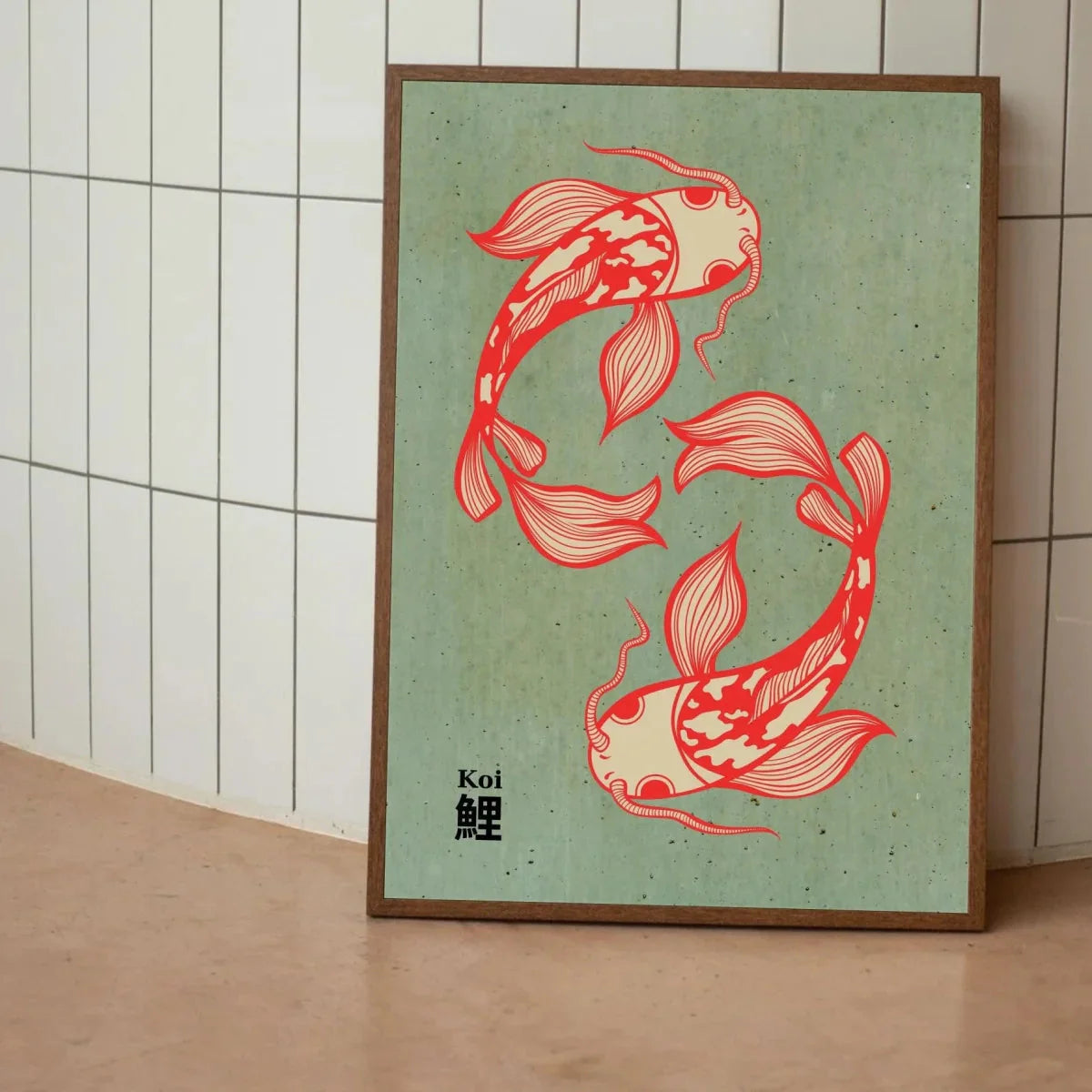 Japanese Red Koi Fish Canvas Wall Art Minimalist Poster