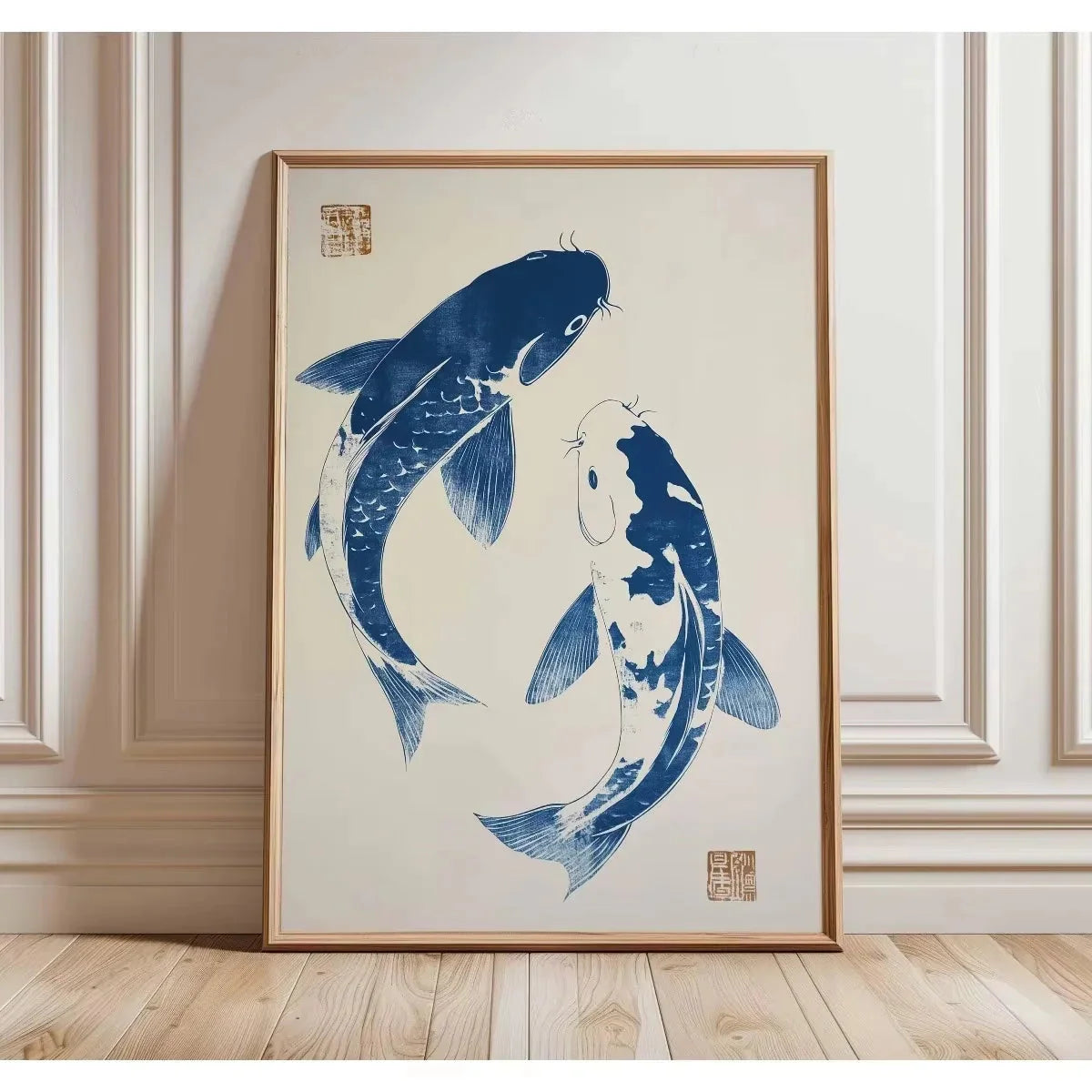 Japanese Red Koi Fish Canvas Wall Art Minimalist Poster