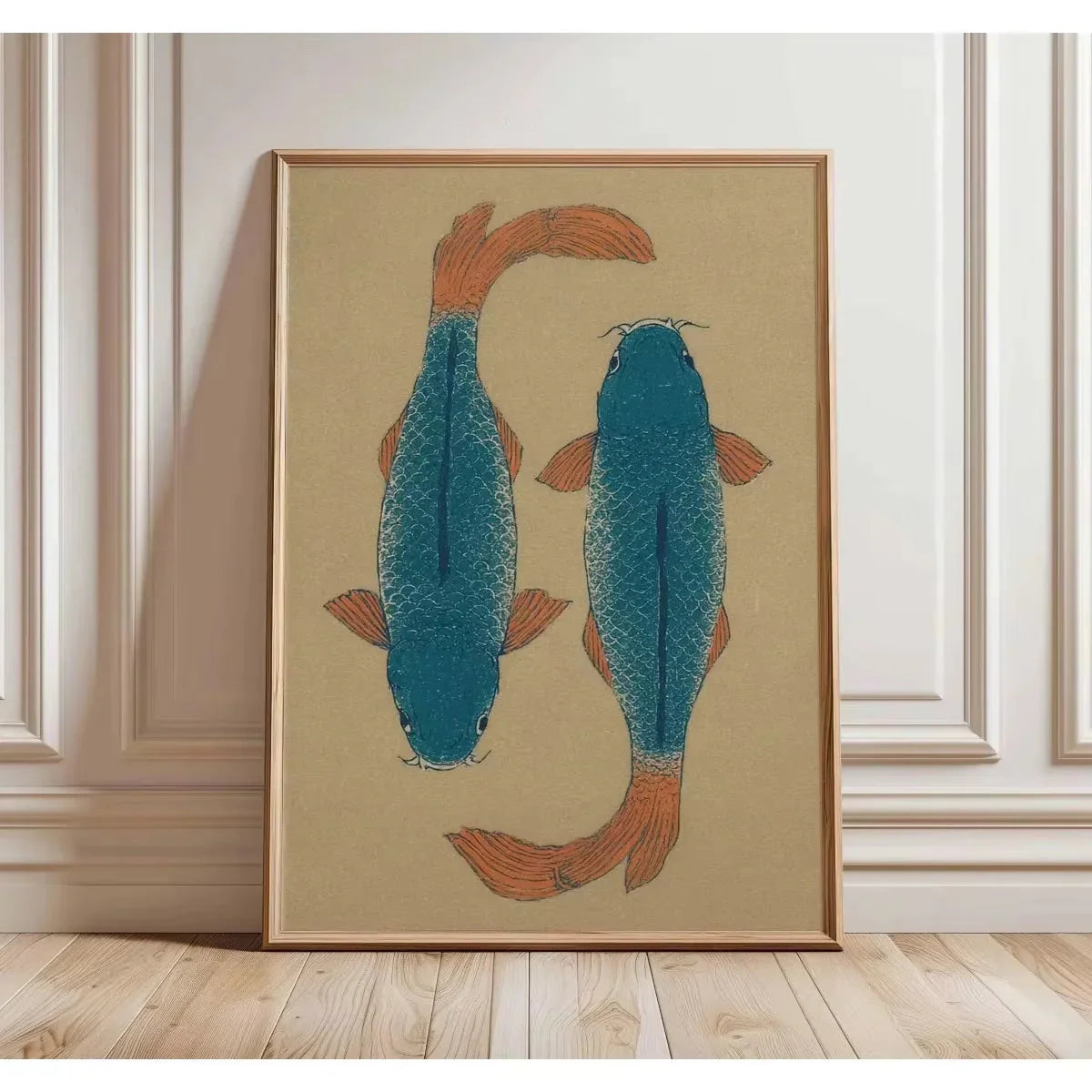Japanese Red Koi Fish Canvas Wall Art Minimalist Poster