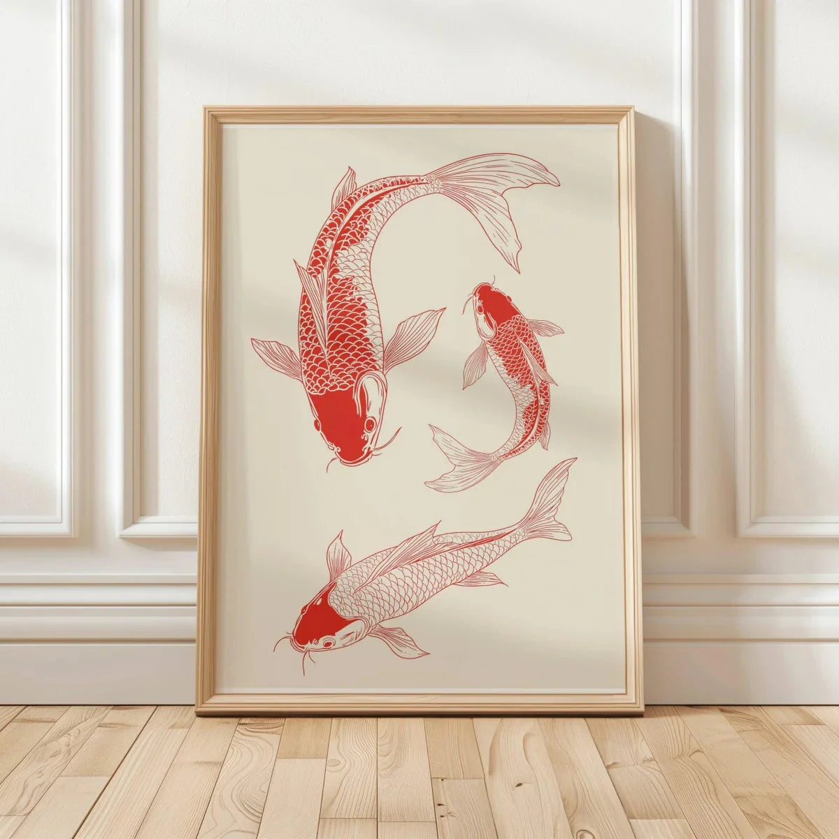 Japanese Red Koi Fish Canvas Wall Art Minimalist Poster