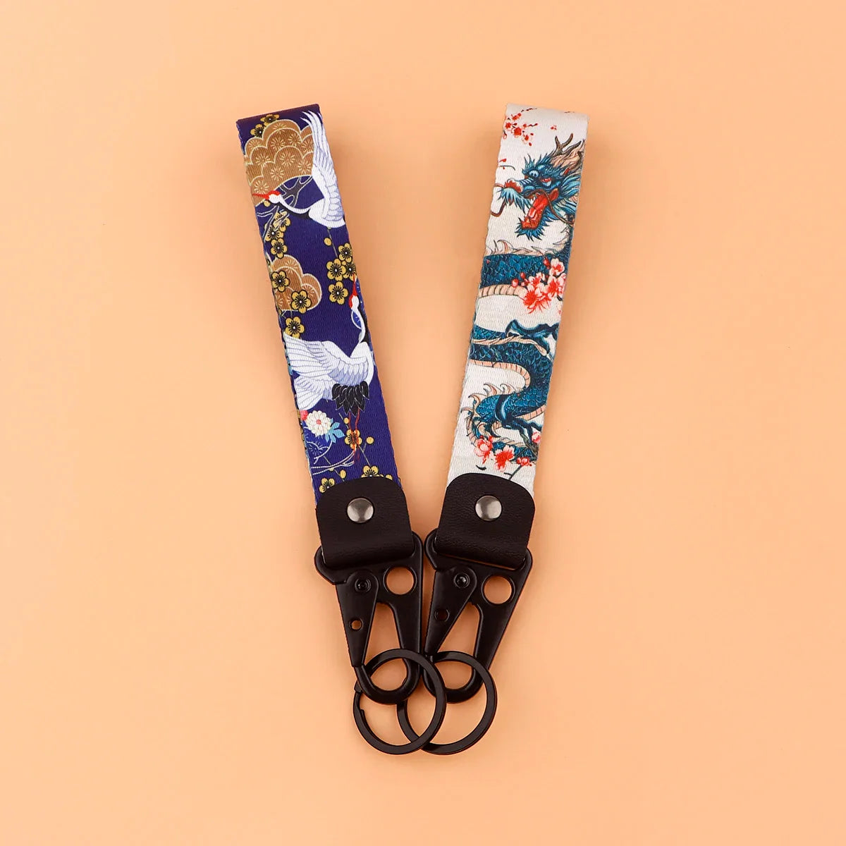 Koi Fish & Crane Artistic Keychain Set