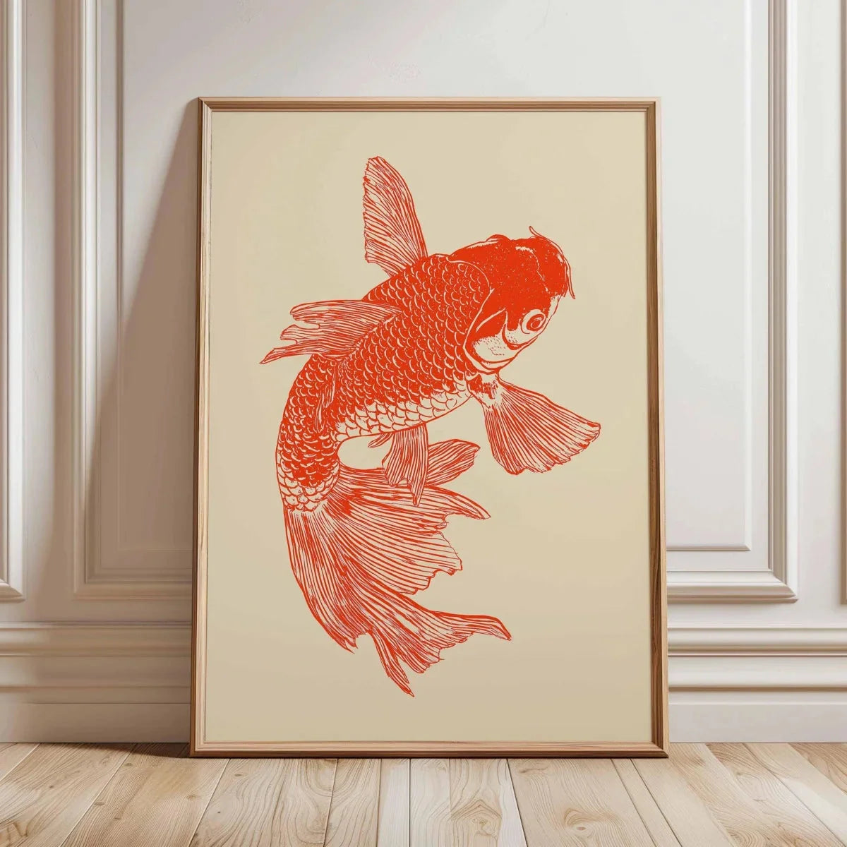 Japanese Red Koi Fish Canvas Wall Art Minimalist Poster
