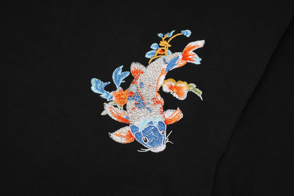 Rainbow Koi Fish Embroidered Tee