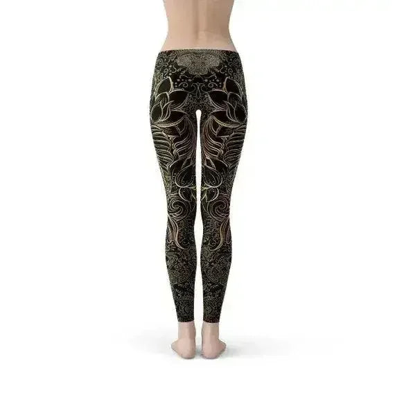 Womens Koi Fish Black Leggings