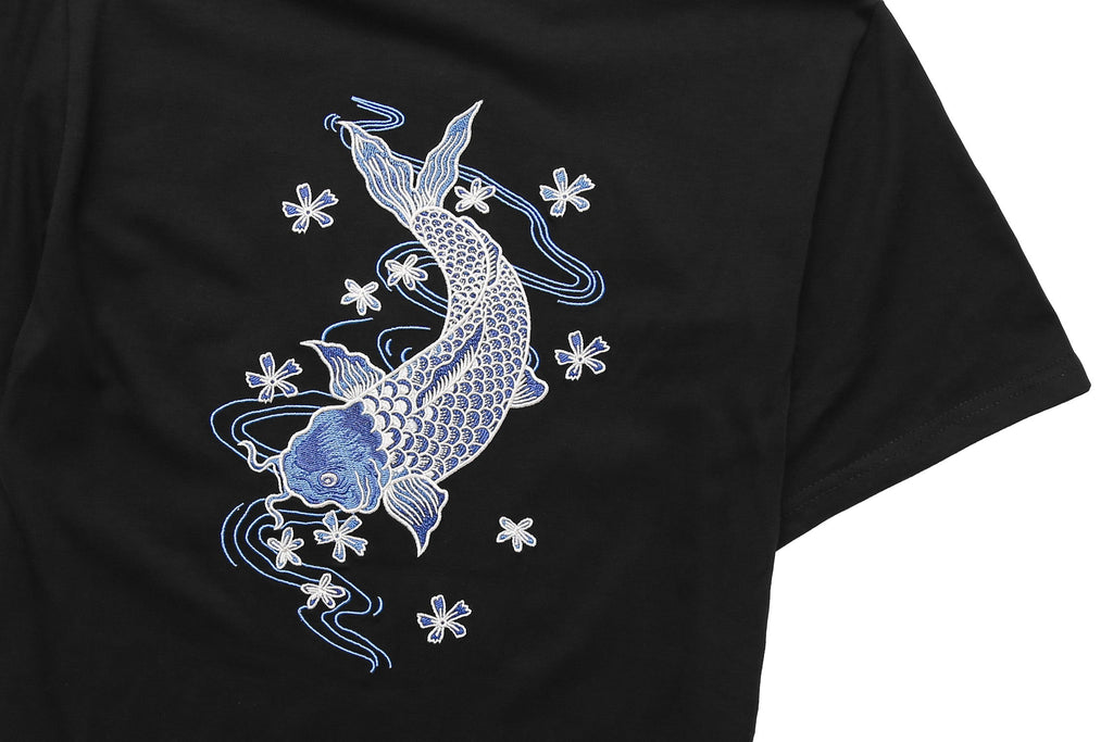 Blue Koi Embroidery Tee