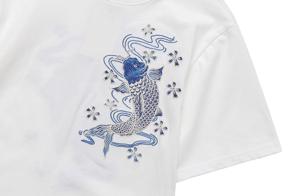 Blue Koi Embroidery Tee