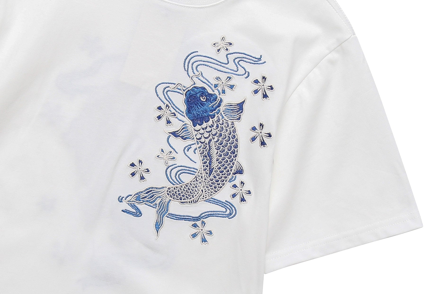 Blue Koi Embroidery Tee