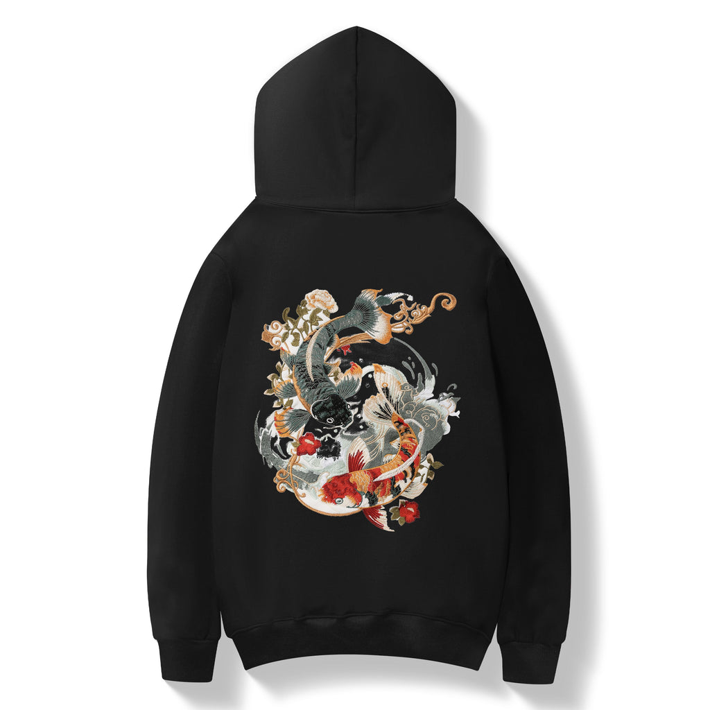 YinYang Koi Embroidery Hoodie