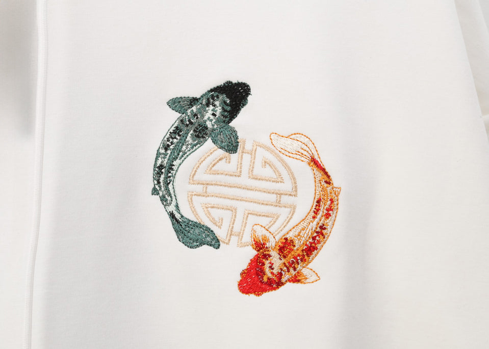 YinYang Koi Embroidery Hoodie