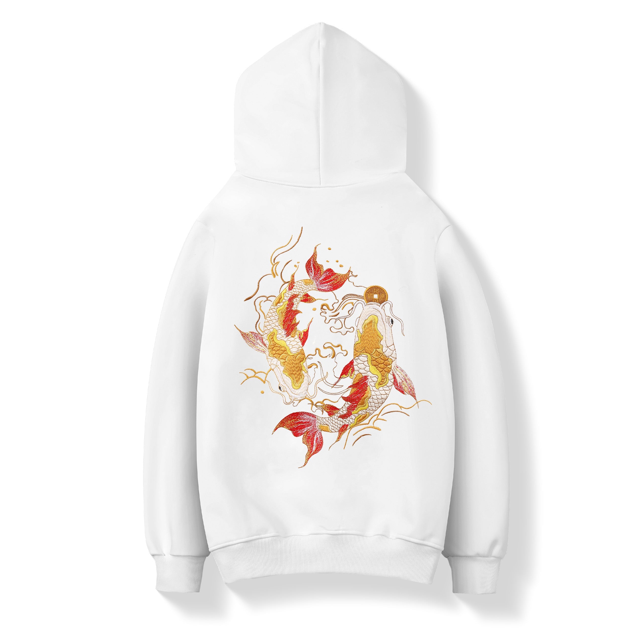 Golden Koi Fish Embroidery Hoodie