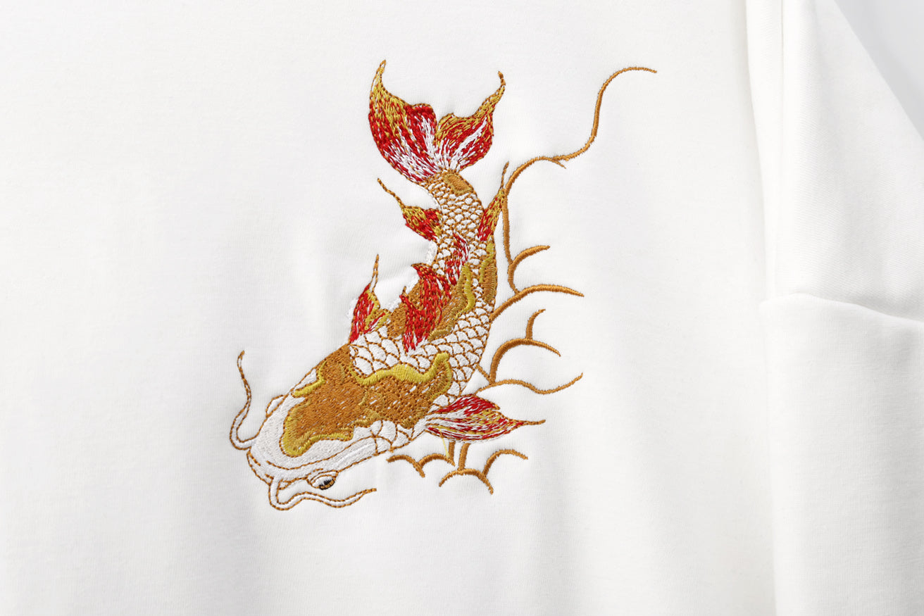 Golden Koi Fish Embroidery Hoodie