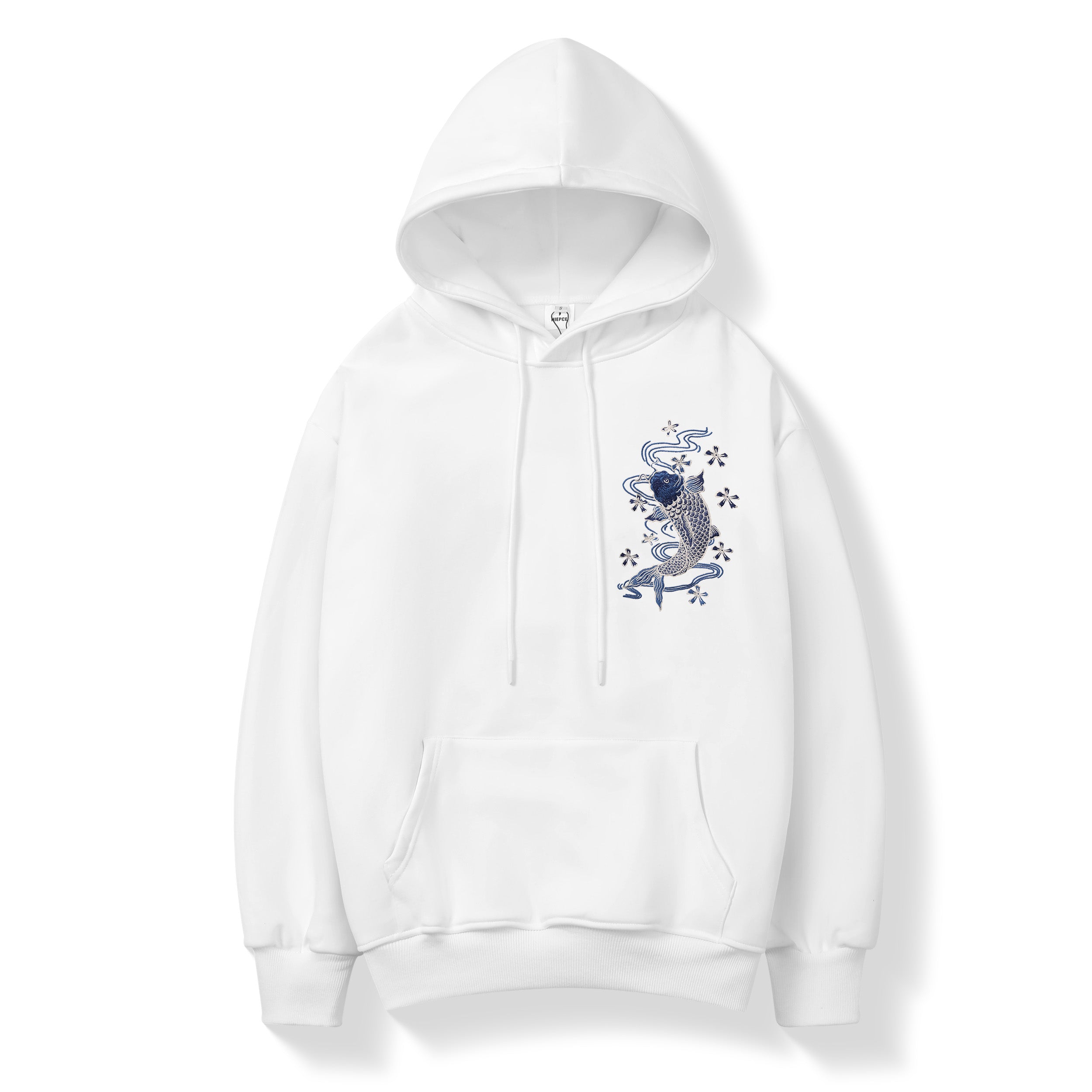 Blue Koi Embroidery Hoodie