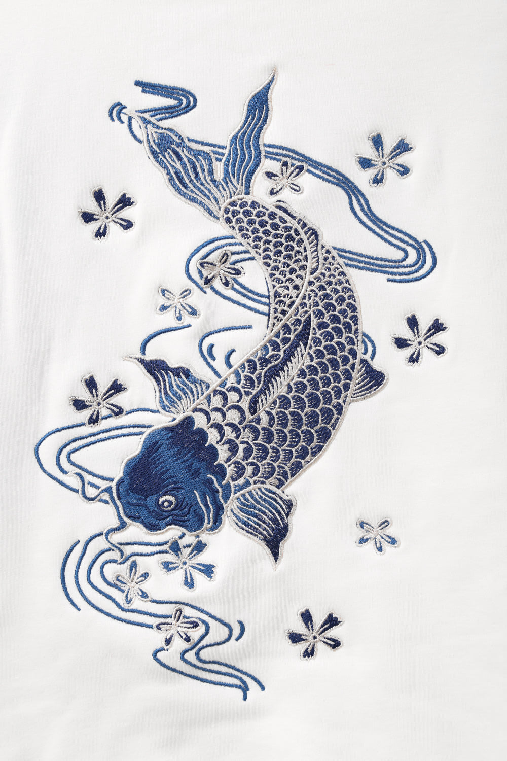 Blue Koi Embroidery Hoodie
