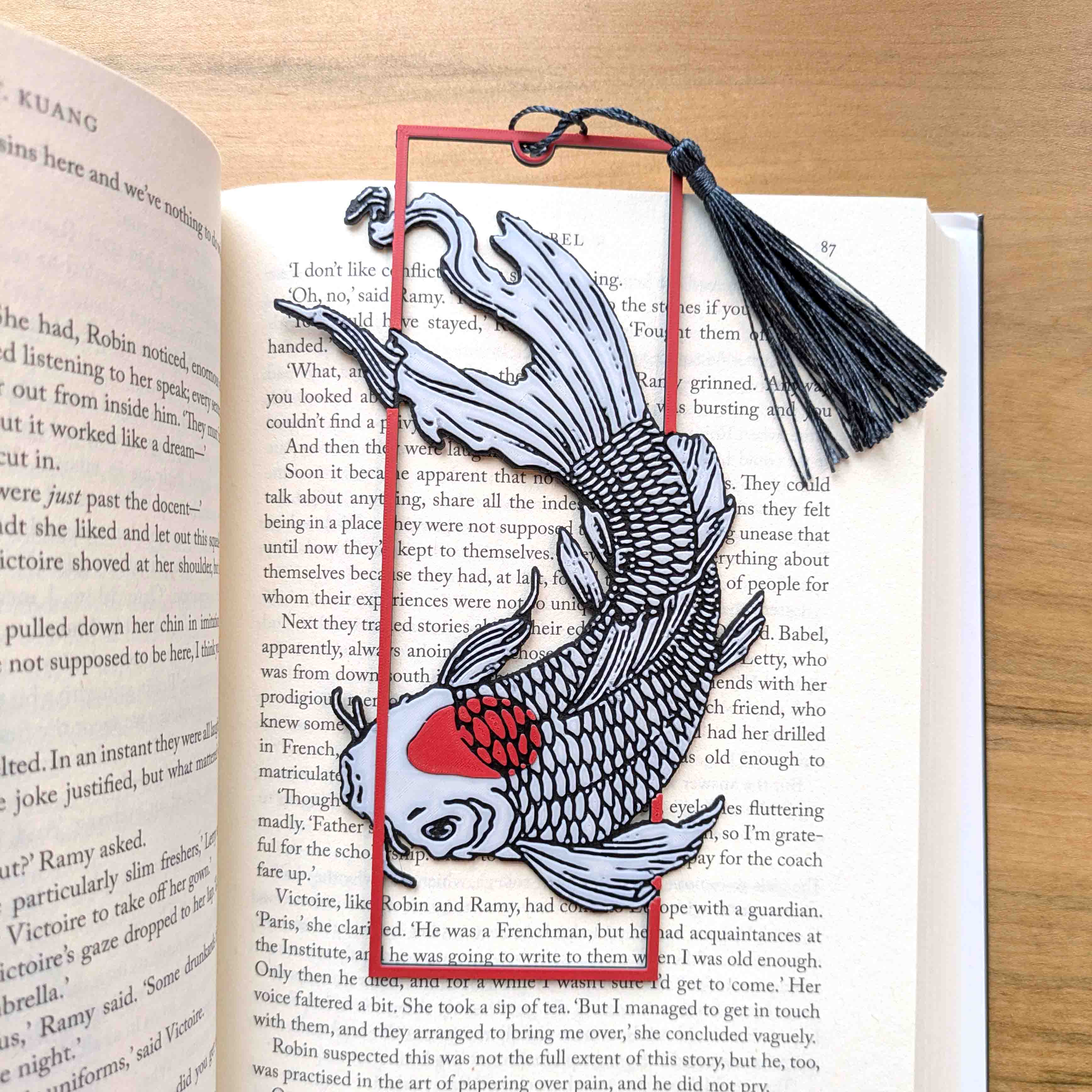 Koi Fish Japanese Bookmark Art Tassel Reader Gift