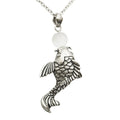 Koi Fish Cat Eye Necklace Silver Pendant Minimalist Bead