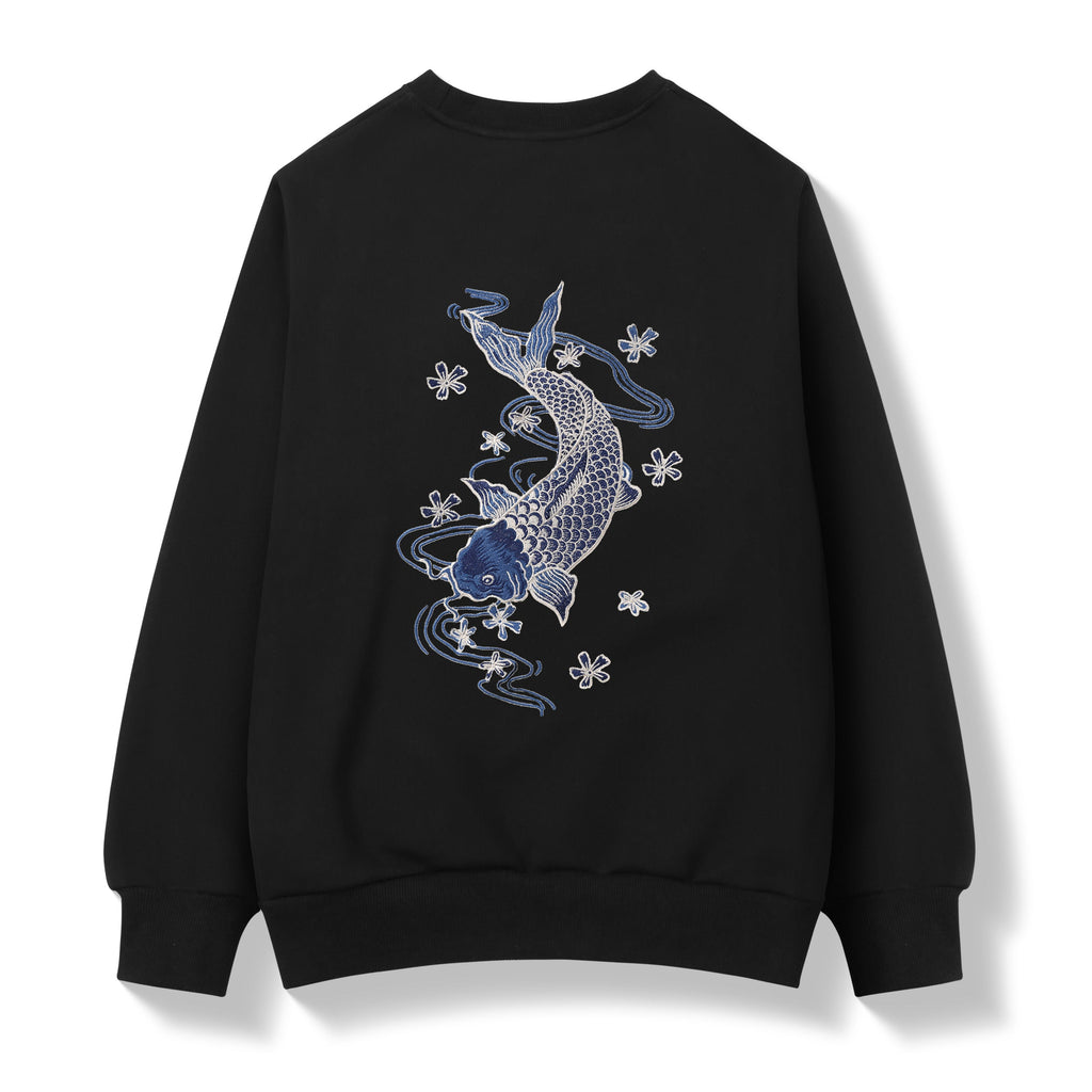 Blue Koi Embroidery Sweater