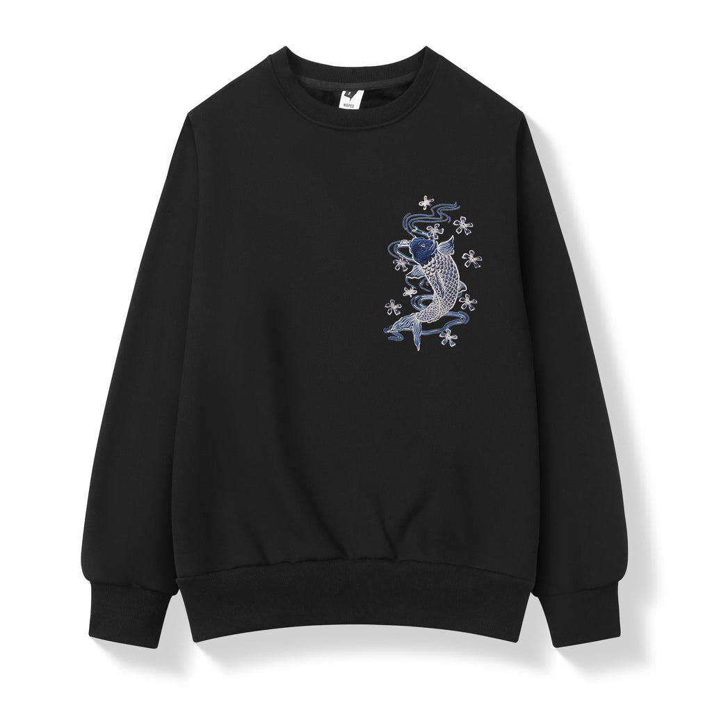 Blue Koi Embroidery Sweater