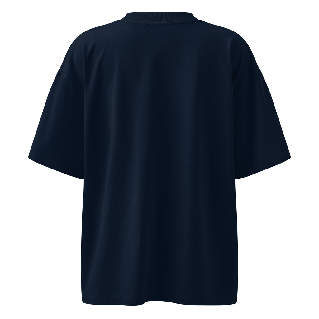 Crystal Creek Koi Farm Logo Tee — Back view, French Navy organic oversized t-shirt