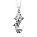 White Koi Fish Pendant Necklace Silver Crystal Charm